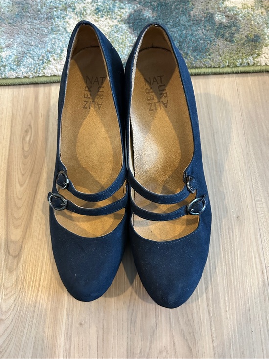 Naturalizer Shoes - Naturalizer Navy Double-Strap Mary Jane heels with Buckles